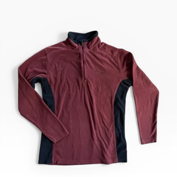 Columbia 1/4 Zip Fleece Pullover Men’s Small Burgundy Outdoor Hiking Jacket - Picture 5 of 9